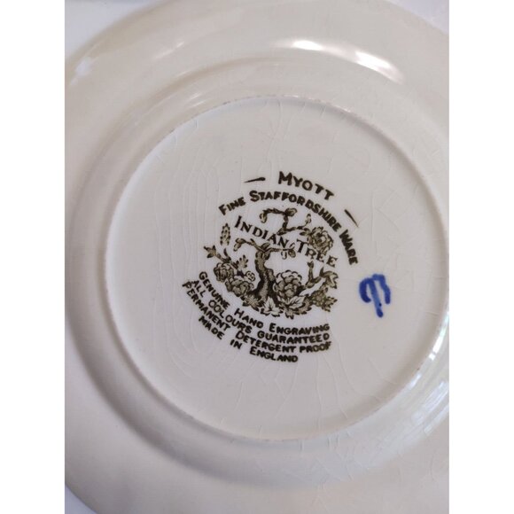 Vintage Myott Hand Engraved Nappies/Dessert Plates Indian Tree 1950's (set of 4) - Picture 7 of 14